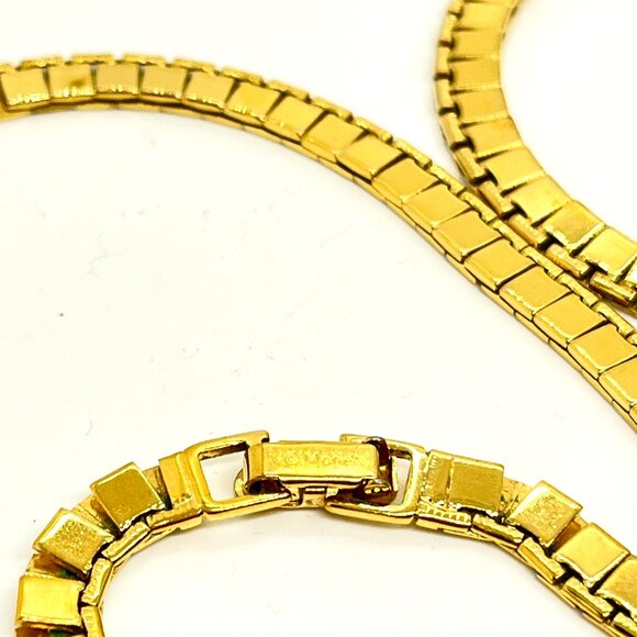 VINTAGE MONET NECKLACE GOLD TONE SQUARES COLLAR CHAIN SEGMENTED 80S SIGNED 1980S - Picture 13 of 13